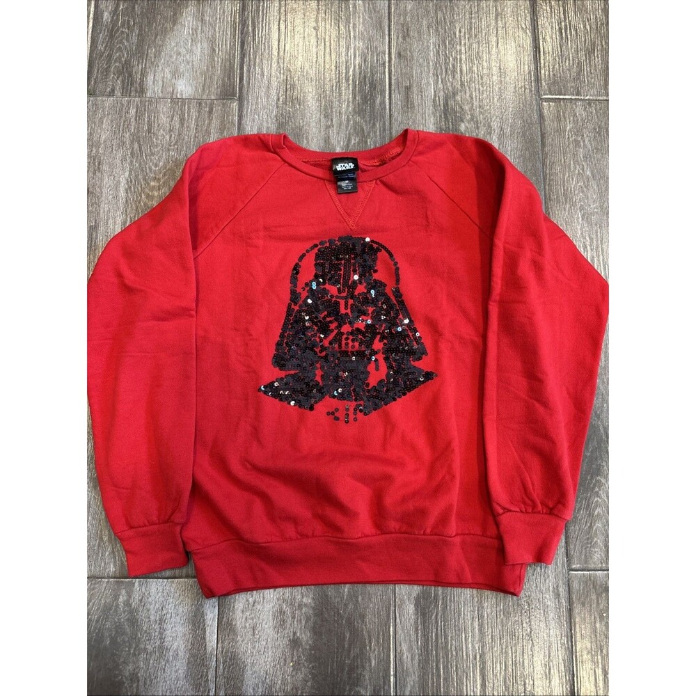 Girls Size 12-14 Star Wars Darth Vader Red Sparkle Sweatshirt EUC Disney